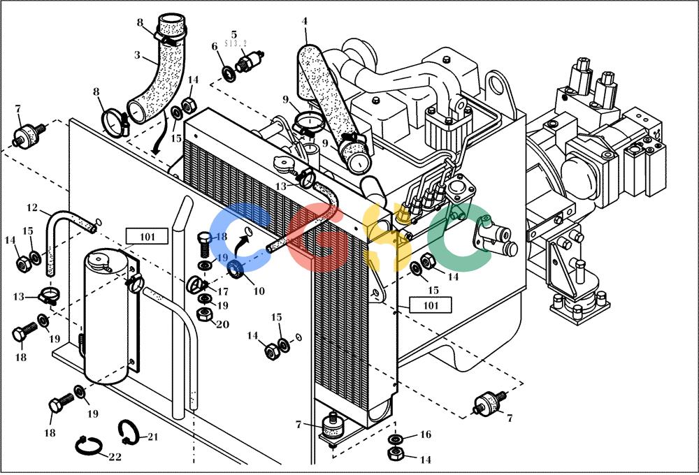 纽荷兰零件查询(EC160) - CRAWLER EXCAVATOR (4/99-) (15.100[003]) - COOLING SYSTEM WATER INSTALL.MATERIAL (S/N 716069-UP) New Holland Constructuion