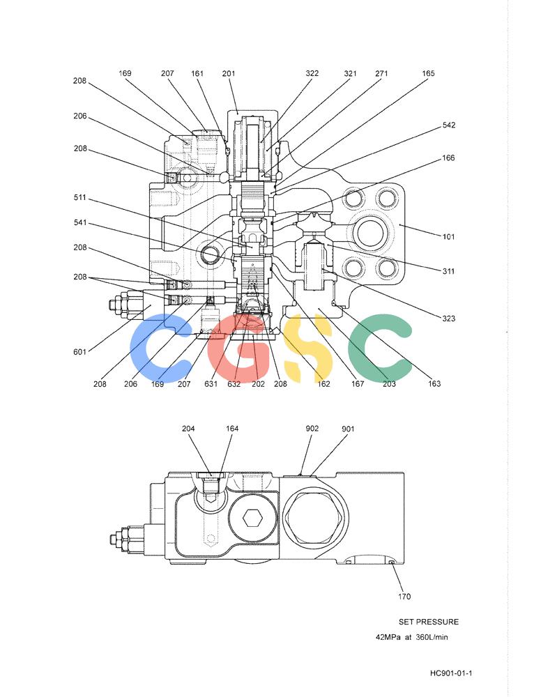 纽荷兰零件查询(E215B) - CRAWLER EXCAVATOR - TIER 3 (NA) - ASN N7DA21001 (1/07-) (8.038[00]) - VALVE ASSEMBLY, HOLDING (YN28V00020F1) (HC901) New Holland Constructuion