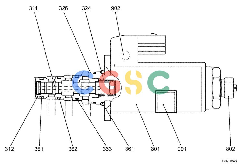 纽荷兰零件查询(E215B) - CRAWLER EXCAVATOR - TIER 3 (NA) - ASN N7DA21001 (1/07-) (8.008.01[00]) - VALVE ASSEMBLY, SOLENOID (YN35V00050F1) New Holland Constructuion