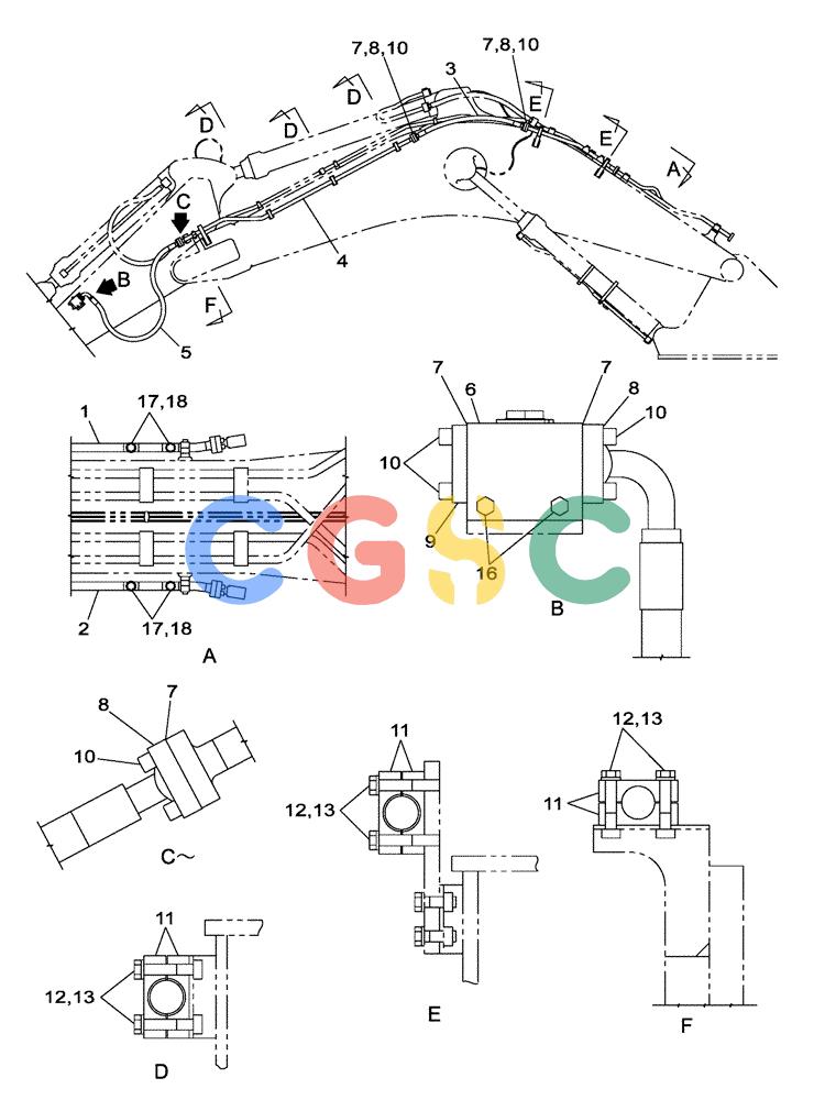 纽荷兰零件查询(E805) - CRAWLER EXCAVATOR TIER 3 (7/06-) (08-044-00[01]) - HYDRAULIC CIRCUIT - PICK HAMMER - BOOM (7.25 M) - DIPPER (3.00 M) New Holland Constructuion