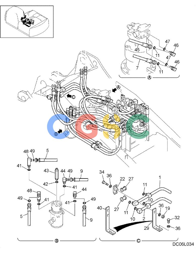 纽荷兰零件查询(EH215) - CRAWLER EXCAVATOR (9/03-) (08 -06[00]) - HYDRAULIC LINES, MAIN New Holland Constructuion