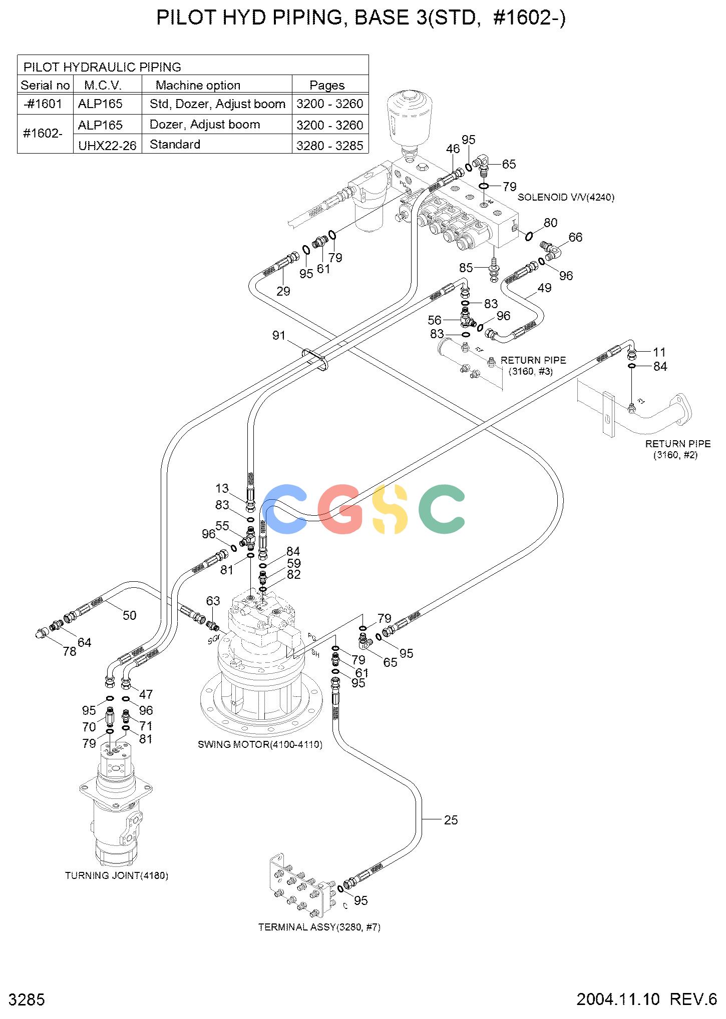 现代零件查询R140LC-7 PILOT HYD PIPING(BASE 3, STD, #1602-)EPC Hyundai 
