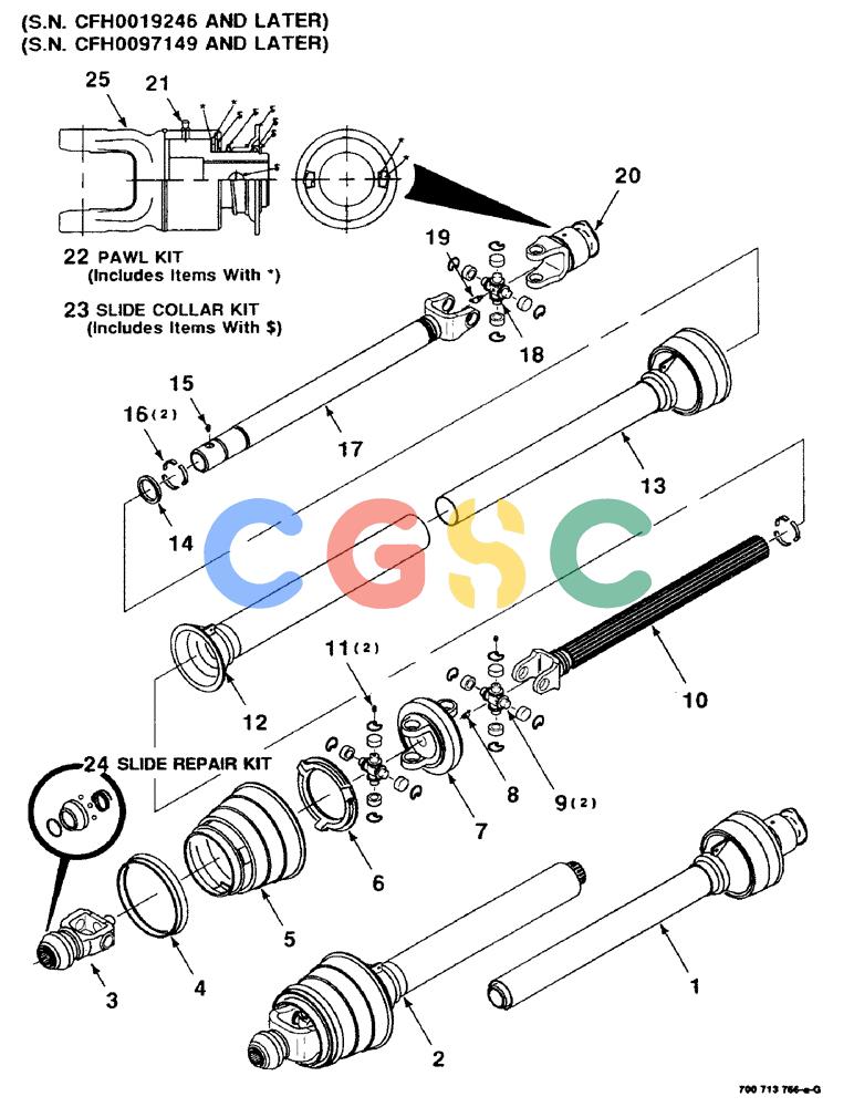 凯斯零件查询(8520) - CASE IH RECTANGULAR BALER (1/88-12/99) (2-14) - IMPLEMENT DRIVELINE (NEAPCO), (S.N. CFH0019246 AND LATER) Case Agriculture