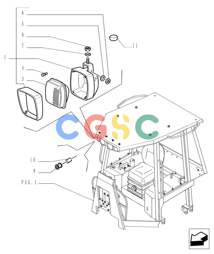 纽荷兰零件查询(DC150.B) - CRAWLER DOZER TIER 2 (3/03-) (9.651[07]) - ROPS CANOPY - FLOODLIGHT - OPTIONAL CODE 784111221 New Holland Constructuion
