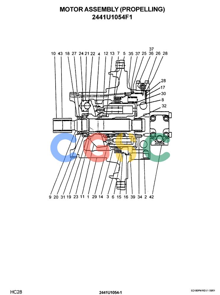神钢零件查询(ED190LC-6E) - BLADE RUNNER EXCAVATOR/DOZER BTW YL03U0136 - YL03U0292 (1/05-12/06) (07-004[01]) - MOTOR ASSEMBLY 2441U1054F1 Kobelco