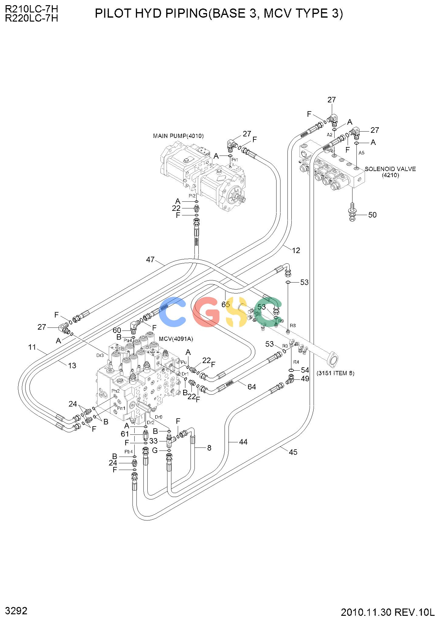 现代零件查询R210/220LC-7H PILOT HYD PIPING(BASE 3, MCV TYPE 3)EPC Hyundai 
