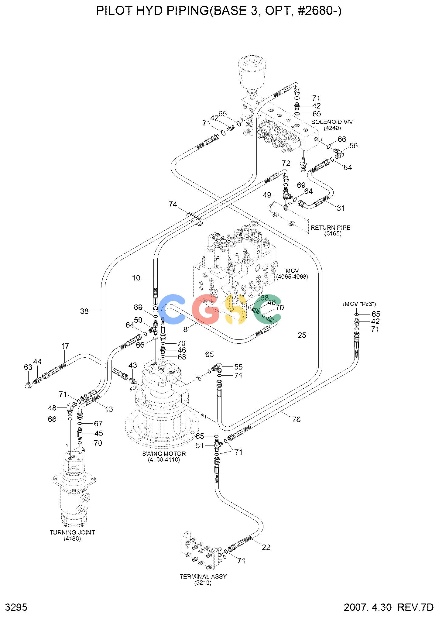 现代零件查询R140LC-7 PILOT HYD PIPING(BASE 6,2-BLOCK,#2680-)EPC Hyundai 