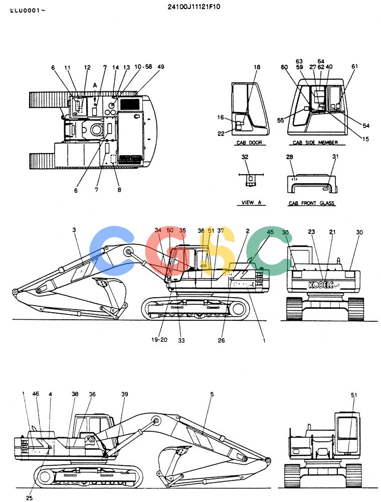 神钢零件查询(K909LC) - MARK II EXCAVATOR ASN LLU-0001 (1/87-12/03) (10-001) - LABEL, NAME-PLATE Kobelco