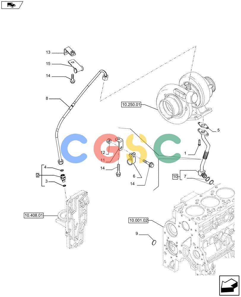 神钢零件查询(F4HFE613U A005) - ENGINE 5801366315 - 84169137 (3/10-) (10.304.05) - PIPING - TURBOCHARGER OIL (504010563) Kobelco