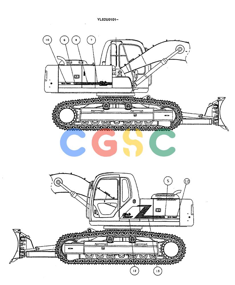 神钢零件查询(ED190LC) - BLADE RUNNER EXCAVATOR/DOZER BTW YL02U0101 - YL03U0135 (1/02-12/06) (05-003[01]) - NAME PLATE INSTAL, P/N YM22TU0001F1 Kobelco
