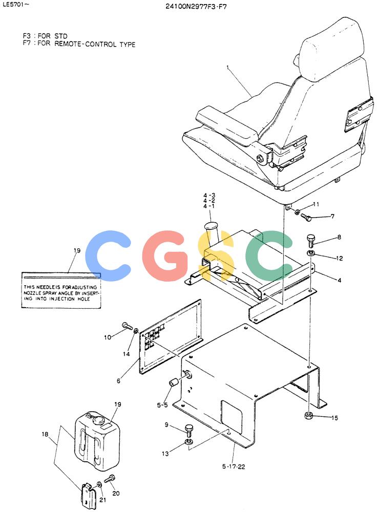 神钢零件查询(K903C) - EXCAVATOR ASN LE5701 (1/87-12/03) (01-009) - SEAT ASSY, P/N 24100N2977F3, F7 Kobelco