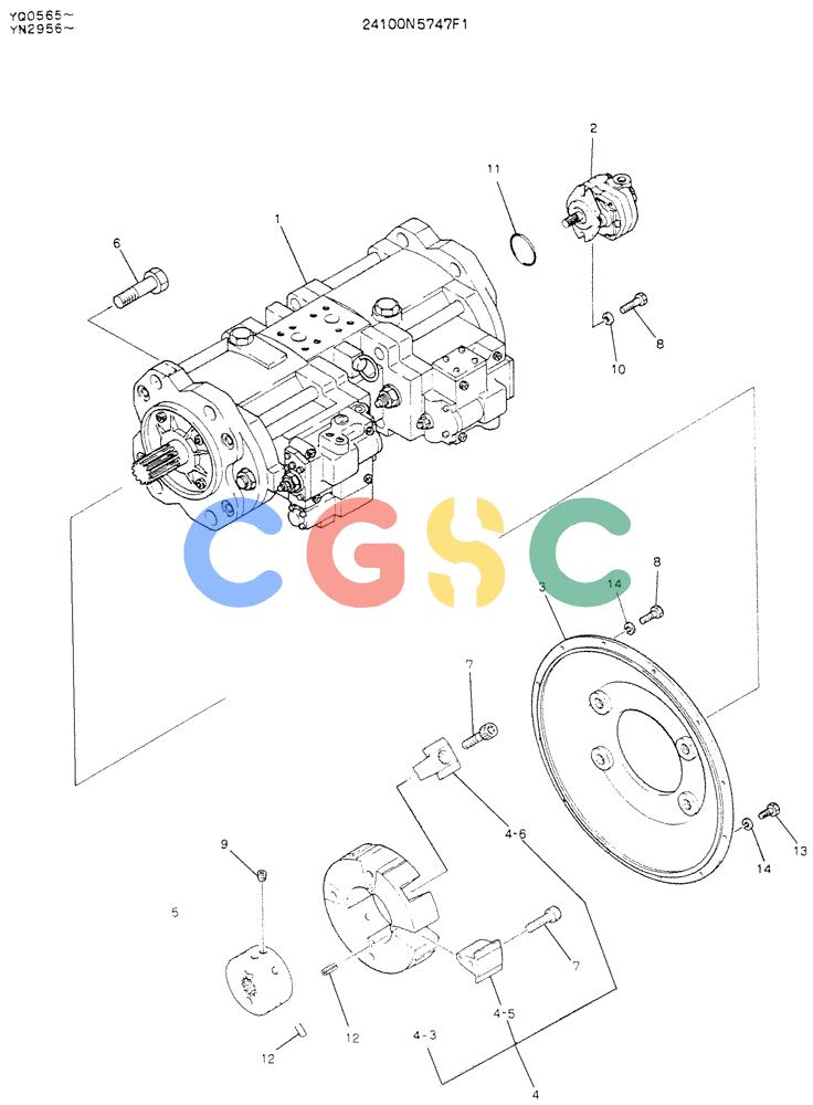 神钢零件查询(K907LC) - MARK II EXCAVATOR ASN YQ0565 (NA) (1/87-12/03) (05-003) - PUMP ASSY, CONNECT Kobelco