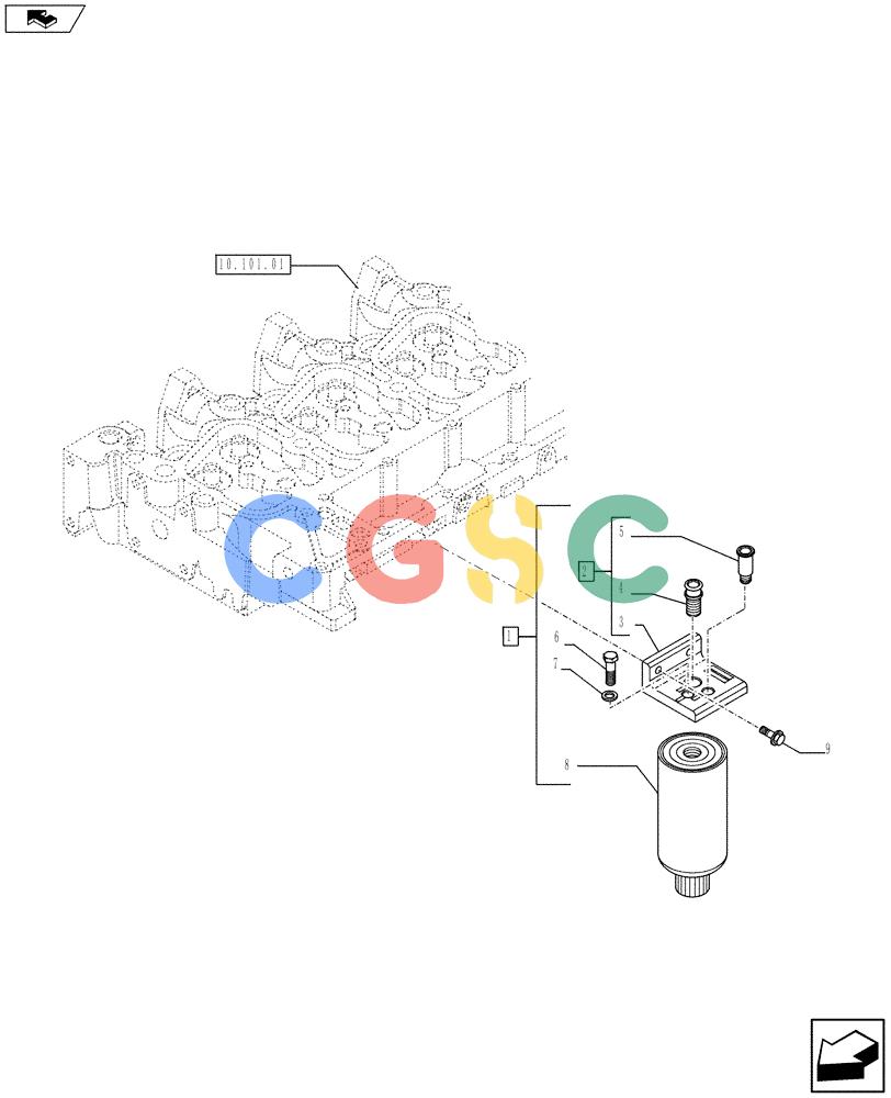 神钢零件查询(F4GE9684C J602) - ENGINE 5801385852 - 84369829 (1/13-) (10.206.01) - FUEL FILTER Kobelco