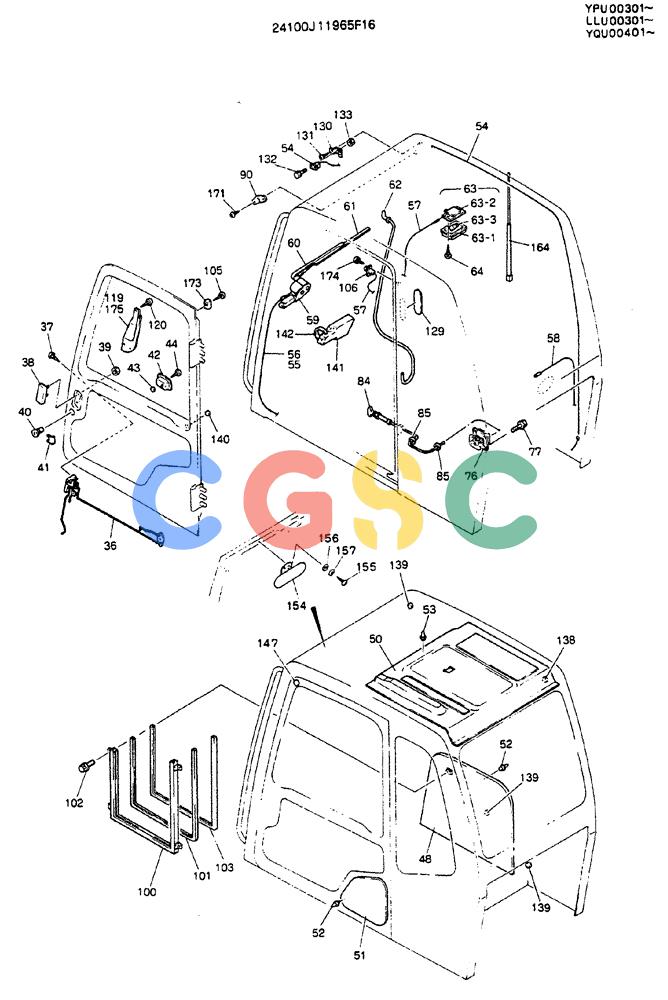 神钢零件查询(MD140C) - EXCAVATOR BTW YPU0301 - YPU0500 (1/80-12/06) (02-002[02]) - CAB ASSY Kobelco