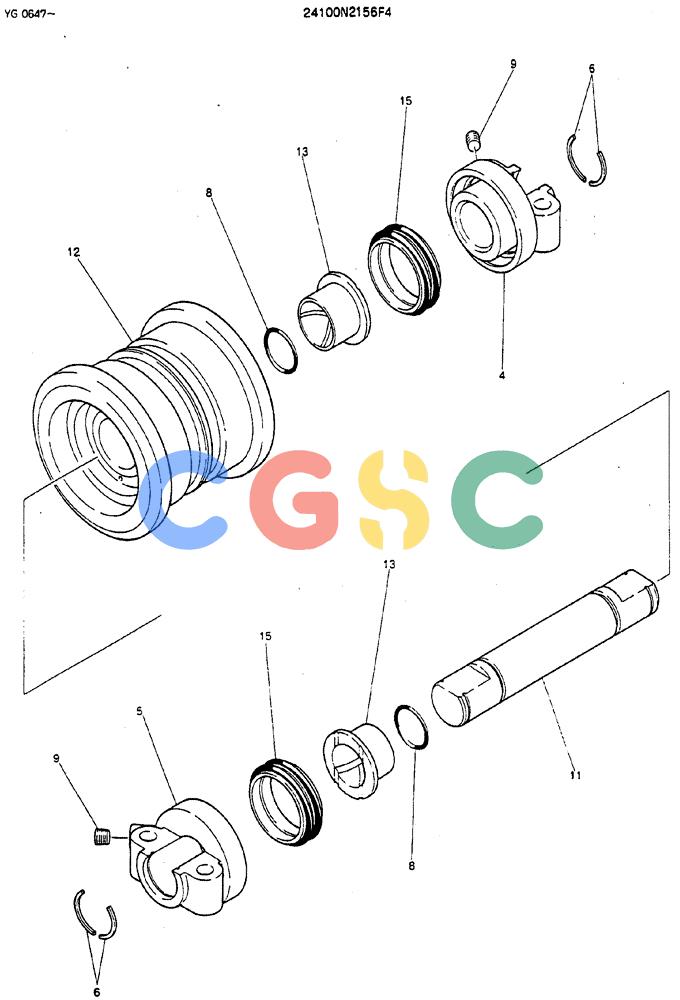 神钢零件查询(MD180LC) - EXCAVATOR ASN YG0647 (1/80-12/06) (06-003) - ROLLER ASSY ( LOW) Kobelco