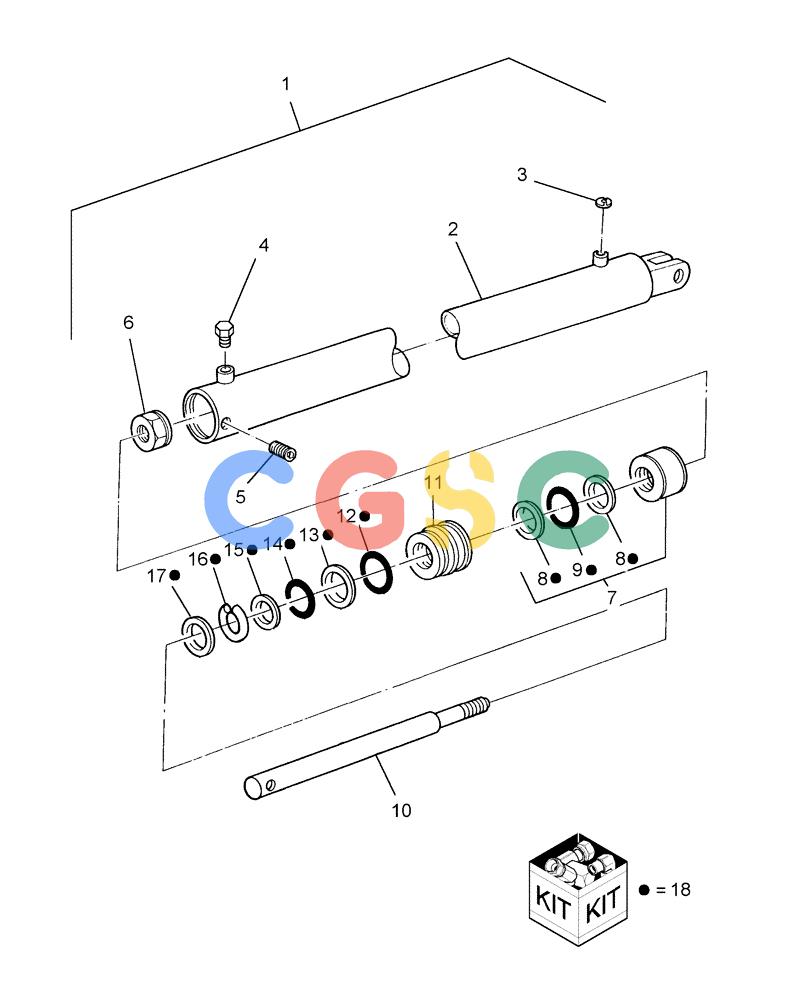 凯斯零件查询(BTX11) - CASE IH BALE THROWER (1/02-) (70.280.15[1]) - HYDRAULIC CYLINDER, DIRECTION CONTROL, PRIOR TO P.I.N. HBJ0003525 Case Agriculture