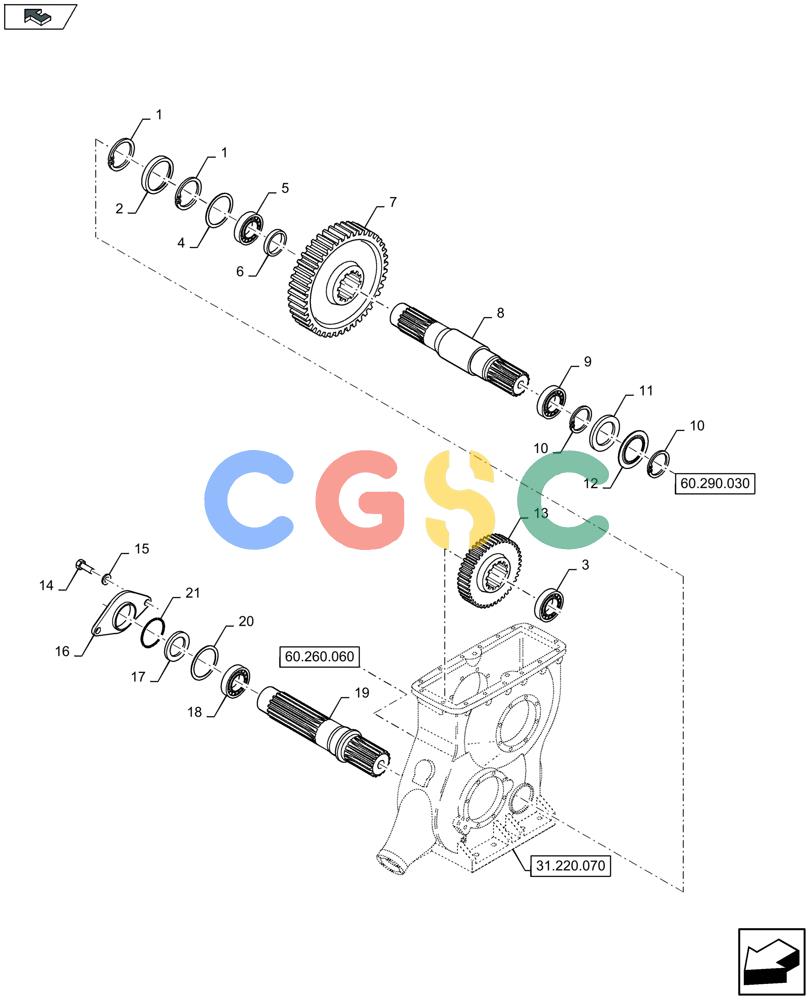 凯斯零件查询(LB434S XL) - BALER (11/16-) (31.220.090) - MAIN GEARBOX, SHAFT SHUTTLE FEEDER GEARBOX Case Agriculture