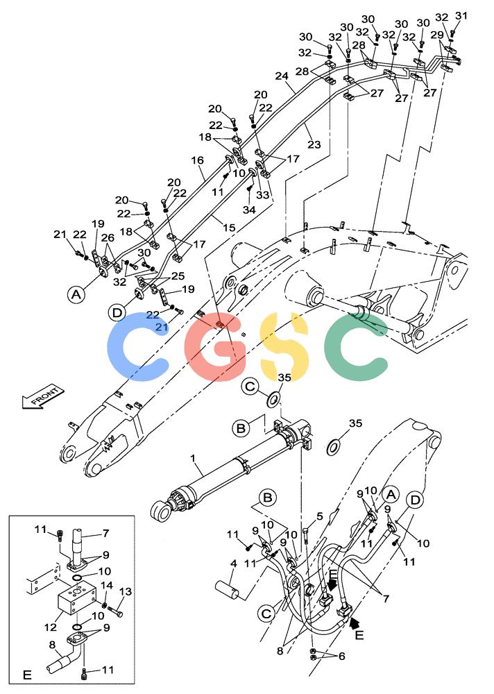 纽荷兰零件查询(E805) - CRAWLER EXCAVATOR TIER 3 (7/06-) (08-023-00[01]) - HYDRAULIC CIRCUIT - BUCKET CYLINDER - BOOM (8.40 M) - DIPPER (5.60 M) New Holland Constructuion