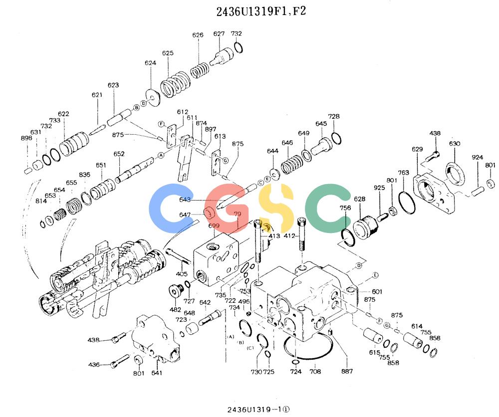 神钢零件查询(K905LC) - MARK II EXCAVATOR ASN YPU00001 (1/87-12/03) (11-014) - REGULATOR ASSY, (R), 2436U1319 Kobelco