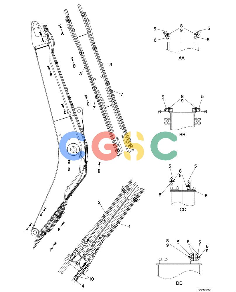 纽荷兰零件查询(EH160) - CRAWLER EXCAVATOR (9/03-) (08 -17[00]) - HYDRAULIC LINES - BOOM 5.2M (17 FT 1 IN) (ROTATION) New Holland Constructuion