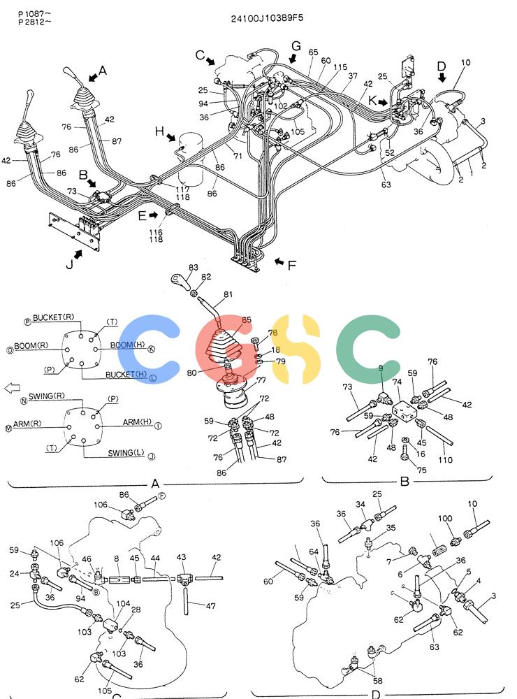神钢零件查询(K905LC) - MARK II EXCAVATOR BTW YP1001 - YP1281 (1/87-12/03) (03-010[01]) - REMOTE CONTROL ASSY (P/N 24100J10389F5) Kobelco