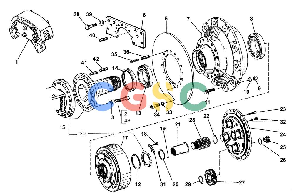 纽荷兰零件查询(AD300) - ARTICULATED DUMP TRUCK (1/01-) (2.369A[05]) - INTERMEDIATE AXLE - REDUCTION GEAR New Holland Constructuion