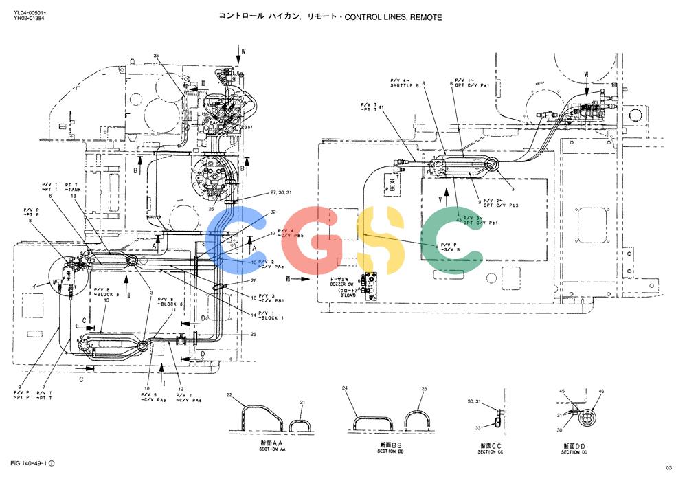 神钢零件查询(ED150-1E) - BLADE RUNNER EXCAVATOR/DOZER ASN YL05-00555 (11/03-12/04) (01-010[01]) - CONTROL LINES, REMOTE Kobelco