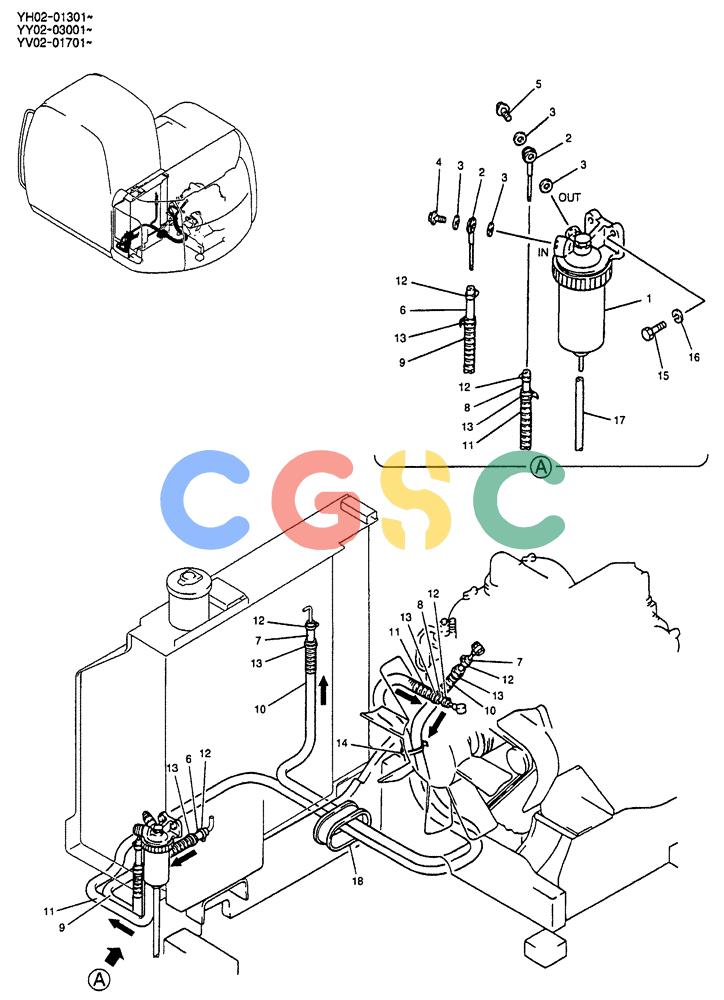 神钢零件查询(ED150) - BLADE RUNNER EXCAVATOR/DOZER BTW YL04-00501 - YL04-00554 (4/03-10/03) (01-010) - FUEL LINES Kobelco