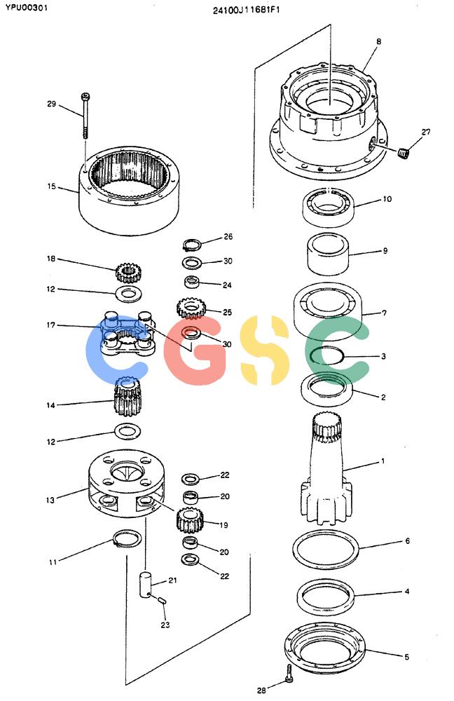 神钢零件查询(MD140C) - EXCAVATOR BTW YPU0301 - YPU0500 (1/80-12/06) (01-004) - REDUCTION, UNIT Kobelco