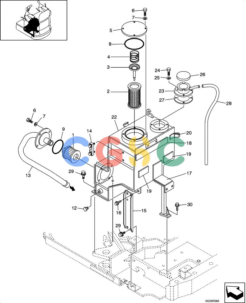 纽荷兰零件查询(E15) - COMPACT CRAWLER EXCAVATOR (N.A.) (1/06-) (08-01[00]) - HYDRAULIC RESERVOIR New Holland Constructuion