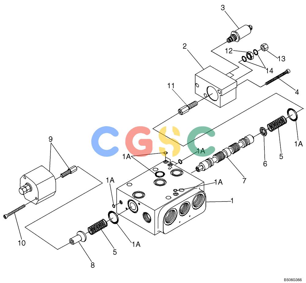 纽荷兰零件查询(D150B) - CRAWLER DOZER TIER 3 (HYDRO) (10/07-) (08-20) - VALVE ASSY, FOUR SPOOL - SECTION, ANGLE New Holland Constructuion