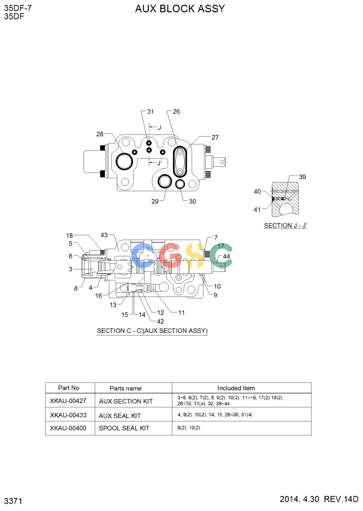 现代零件查询20/25/30/33DT-7 AUX BLOCK ASSY (30/33D)EPC Hyundai 