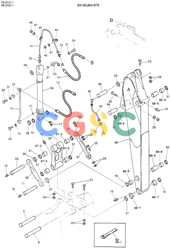 神钢零件查询(EXTRA) - AND BREAKER ATTACHMENT - K907 II ASN YN0101 & K907LC II ASN YQ0101 (1/88-12/06) (04-003) - ARM ASSY, 2.94M (EXTRA & BREAKER) Kobelco