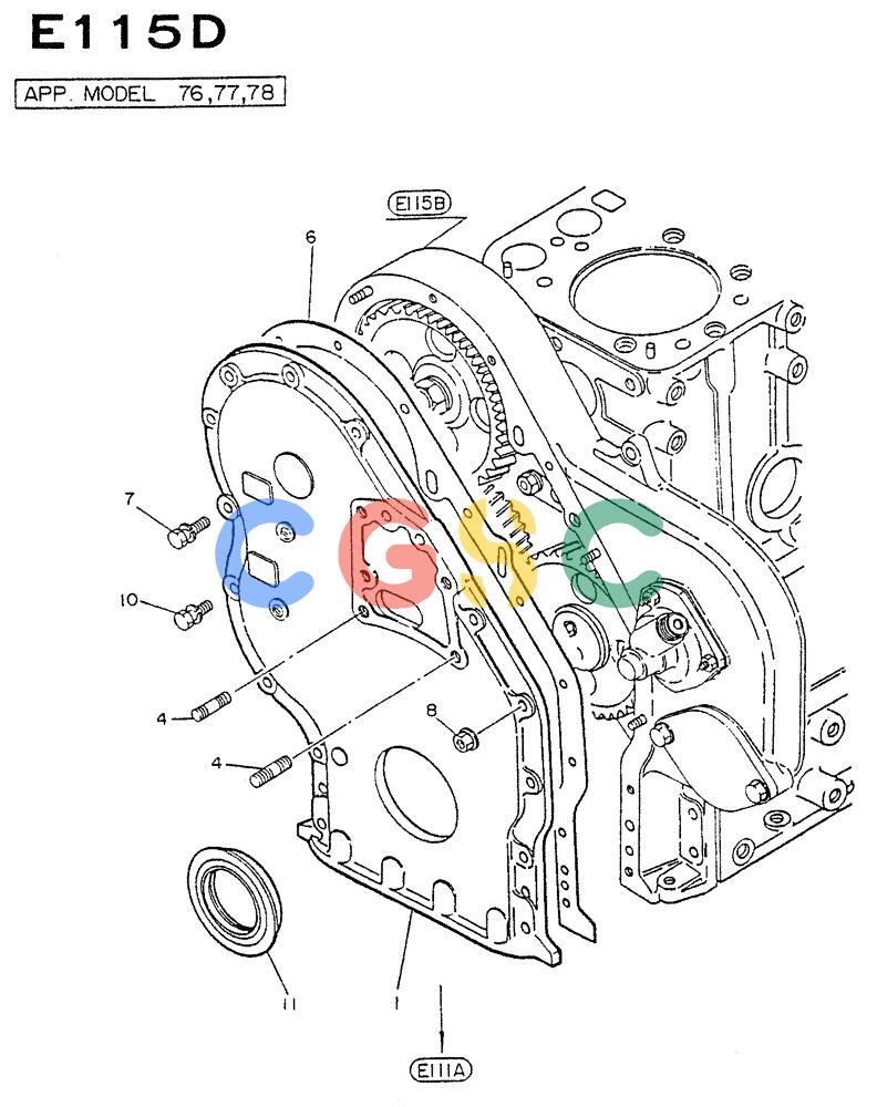 神钢零件查询(NE6(T)04) - NISSAN DIESEL ENGINE (1/86-12/98) (02-003[02]) - COVER FRONT Kobelco