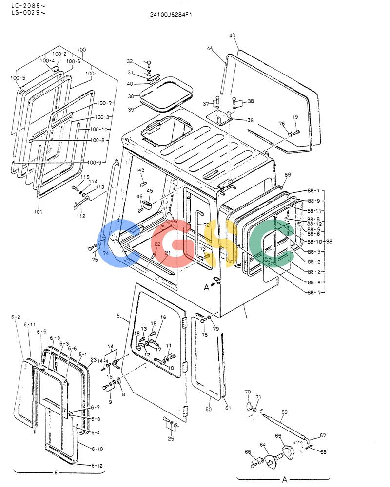 神钢零件查询(K916LC) - EXCAVATOR ASN YS0119 (1/87-12/03) (02-005[01]) - CAB ASSY(FOR NORTH EUROPE) Kobelco