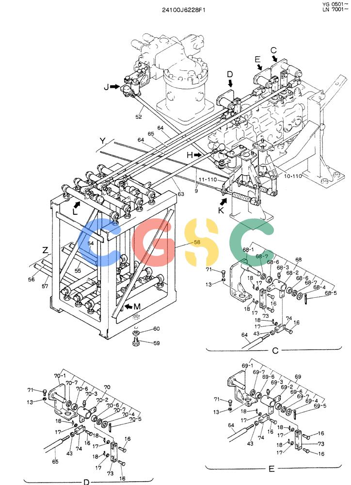 神钢零件查询(K907DLC) - EXCAVATOR ASN YG0501 (1/86-12/03) (03-004[02]) - CONTROL ASSY P/N 24100J6228F1 Kobelco