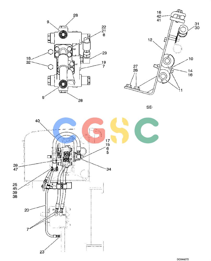 纽荷兰零件查询(EH160) - CRAWLER EXCAVATOR (9/03-) (08 -05[00]) - HYDRAULIC LINES - HYDRAULIC PUMP - ROTATION New Holland Constructuion