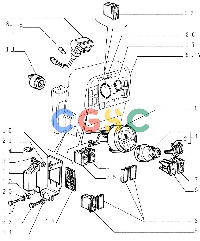 纽荷兰零件查询(FD145) - CRAWLER DOZER (N.A. VERSION) (10/98-) (6.712[01]) - ELECTRIC COMPONENTS-DASHBOARD New Holland Constructuion