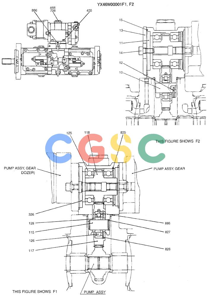 纽荷兰零件查询(E130) - CRAWLER EXCAVATOR (N.A.) (1/06-) (08 -29[00]) - CASE ASSY, GEAR, P/N YX46W00001F1 & YX46W00001F2 New Holland Constructuion
