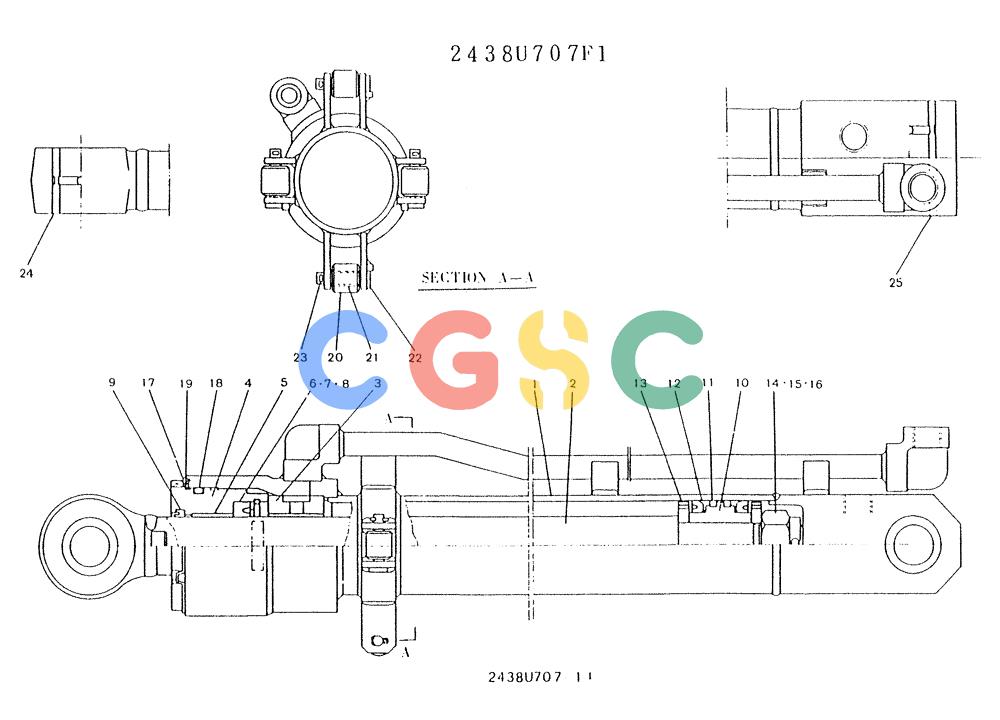 神钢零件查询(K903) - MARK II EXCAVATOR BTW LE6601 - LE7871 (1/88-12/03) (11-057) - CYLINDER ASSY, (P/N 2438U707F1) Kobelco