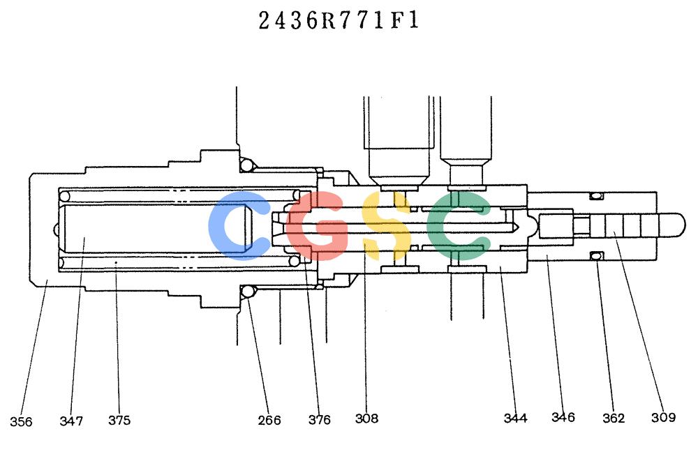神钢零件查询(K905LC) - MARK II EXCAVATOR BTW YP1001 - YP1281 (1/87-12/03) (11-010) - VALVE ASSY, RELIEF (P/N 2436R771F1) Kobelco