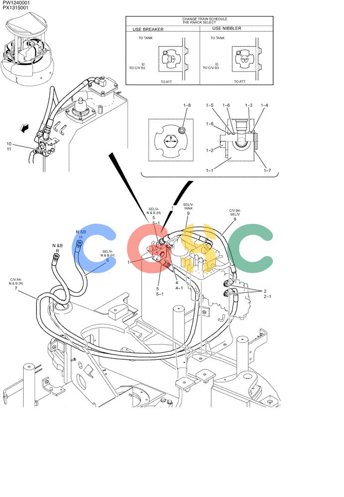 纽荷兰零件查询(E35SR) - COMPACT CRAWLER EXCAVATOR ASN PX13-15001 (N6TN61732) (NA) (1/06-) (01-022) - HYD LINES, UPP (NIBBLER & BREAKER) New Holland Constructuion
