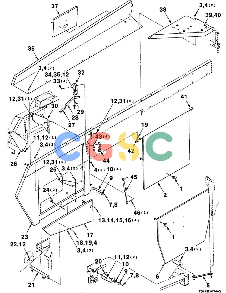 凯斯零件查询(8585) - CASE IH LARGE (3 X 4) RECTANGLER BALER (1/98-12/00) (7-12) - MAIN SHIELD ASSEMBLY, LEFT Case Agriculture