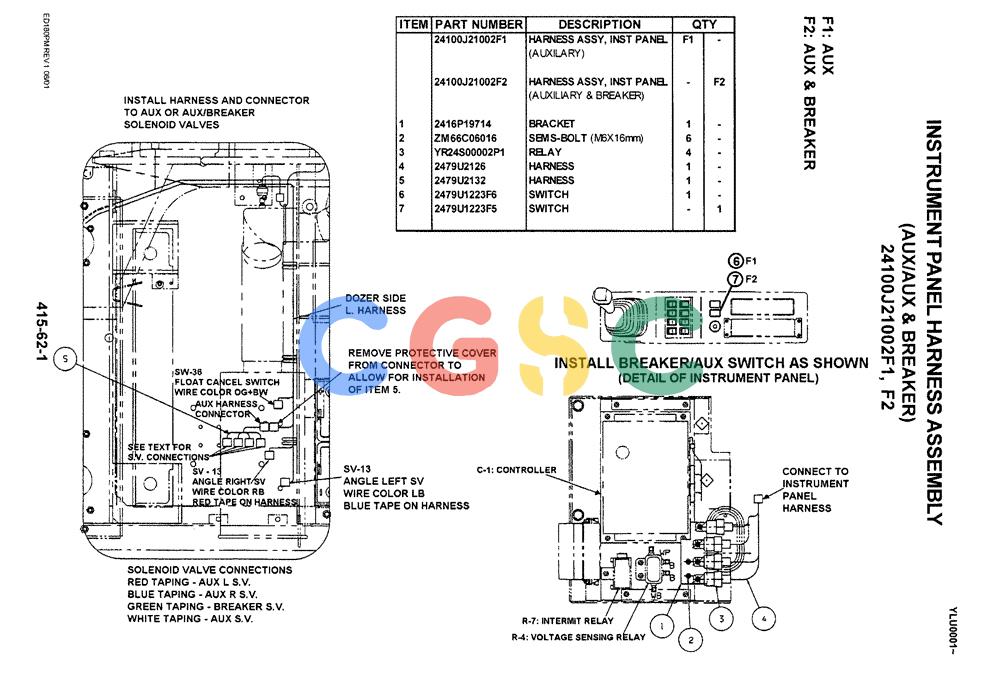 神钢零件查询(ED180) - BLADE RUNNER EXCAVATOR/DOZER ASN YLU0001 (1/99-12/01) (06-003[01]) - INSTRUMENT PANEL HARNESS ASSEMBLY (AUX/AUX AND BREAKER) Kobelco