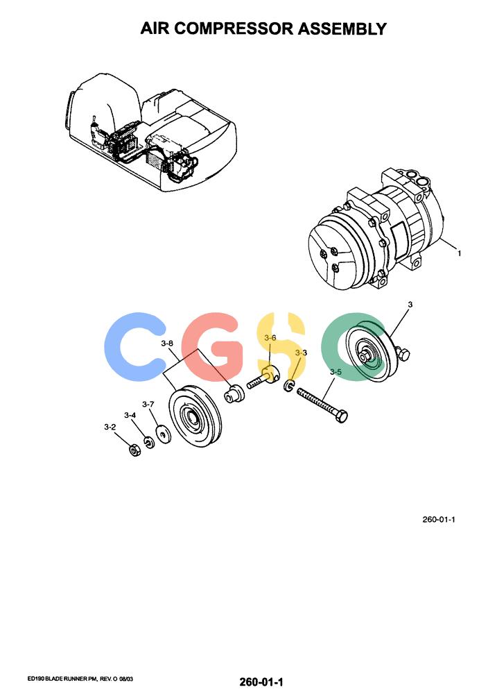 神钢零件查询(ED190LC-6E) - BLADE RUNNER EXCAVATOR/DOZER BTW YL03U0136 - YL03U0292 (1/05-12/06) (01-072) - AIR COMPRESSOR ASSEMBLY Kobelco