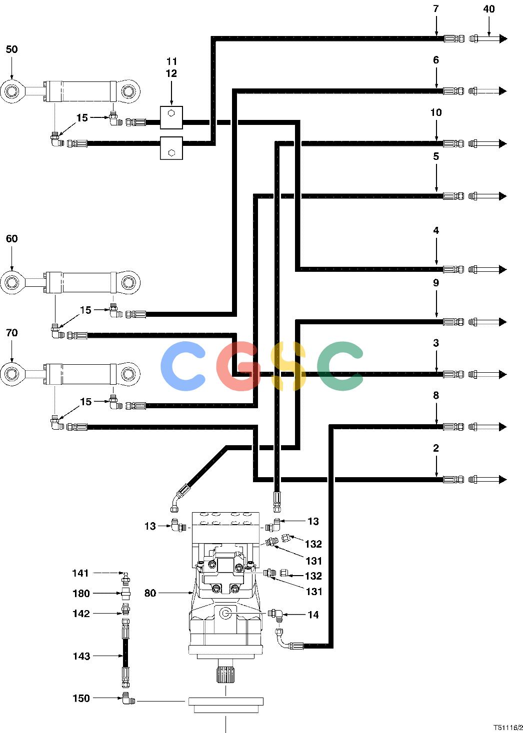 约翰迪尔零件查询TJ950 - ATTACHMENTS HYDRAULIC SYSTEM FELLING HEAD 24`` ( 960227 - ) 2000-352/10 [2000-352/10]EPC John Deere online