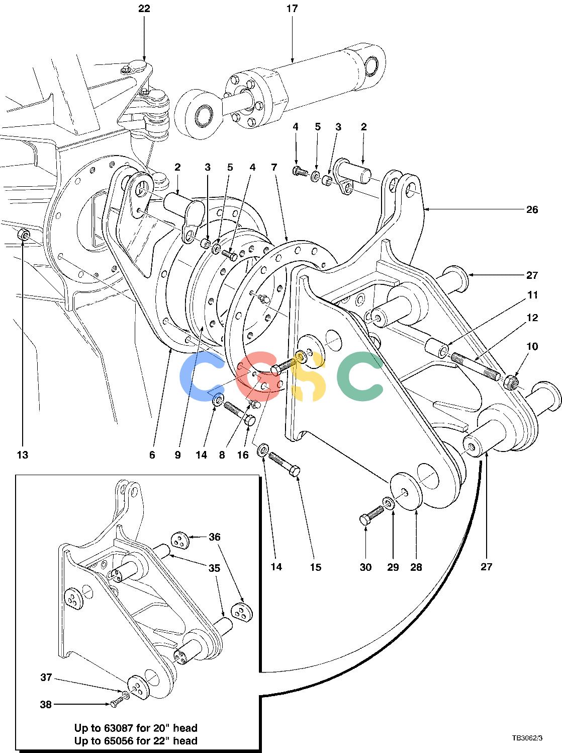 约翰迪尔零件查询CAT300 - ATTACHMENTS WRIST ASSEMBLY 22`` HEAD ( 65001 - 65033) 4542-015/10 [4542-015/10]EPC John Deere online