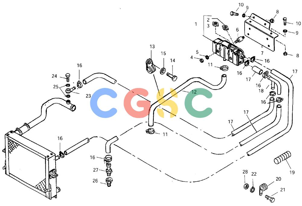 纽荷兰零件查询(AD250) - ARTICULATED DUMP TRUCK (7/01-) (0.550/1[02A]) - ENGINE COOLING SYSTEM - PIPING New Holland Constructuion