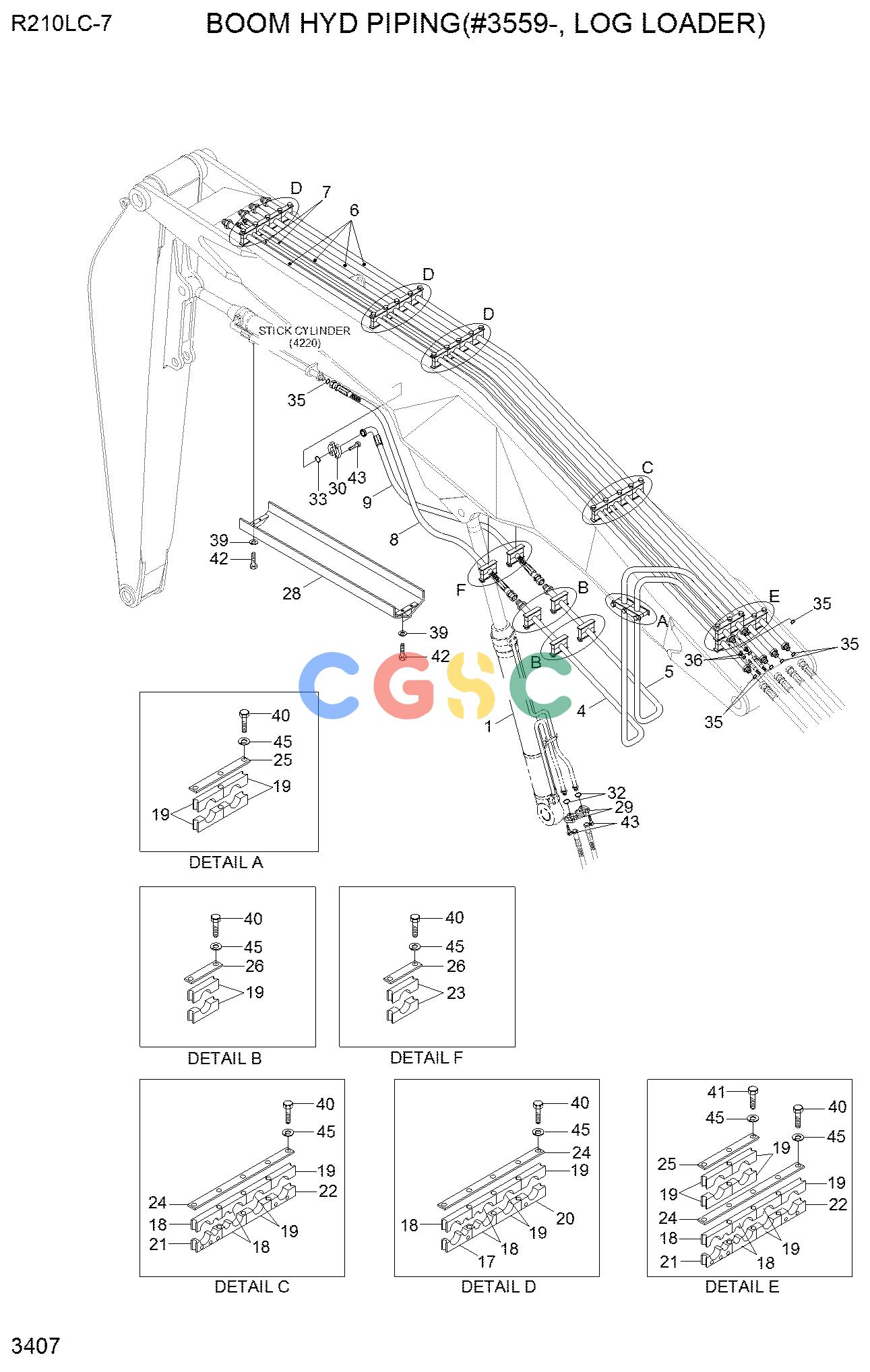 现代零件查询R210LC-7A BOOM HYD PIPING(LOG LOADER)EPC Hyundai 