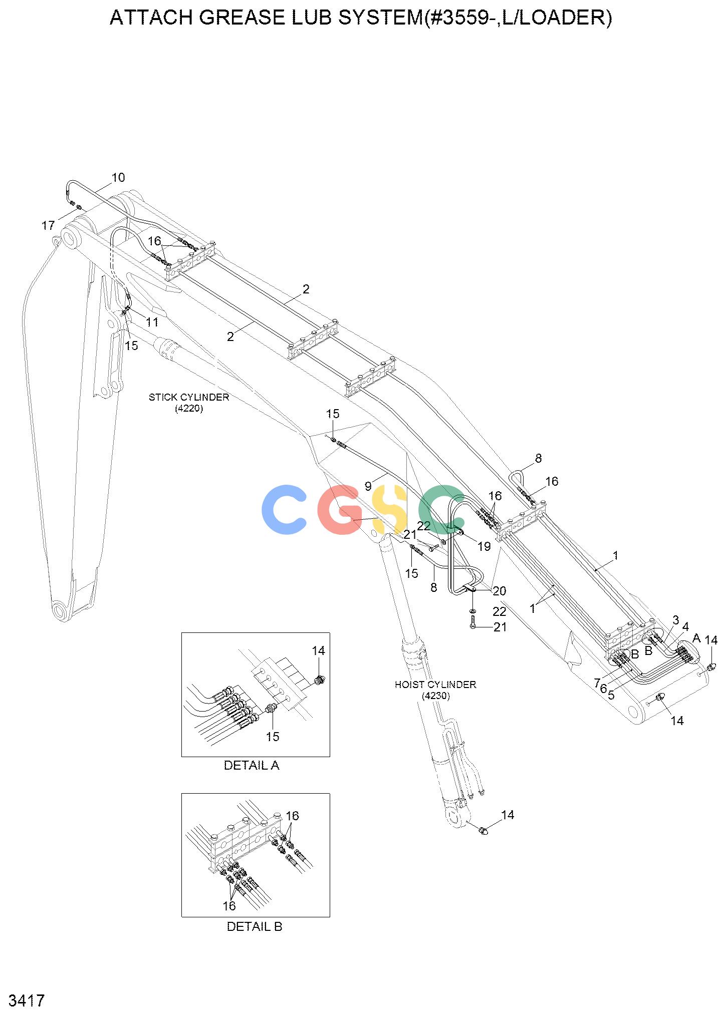 现代零件查询R210LC-7A BOOM GREASE LUB SYSTEM(LOG LOADER)EPC Hyundai 